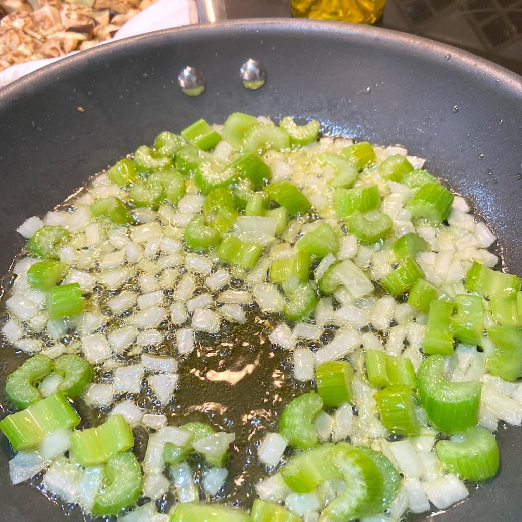 sautéing celery and onion