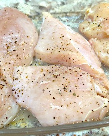 seasoned and cut chicken