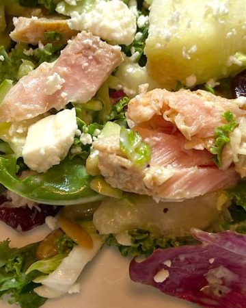 Yellowfin Tuna and Pear Salad is a substantial meal