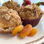 oat muffins on page with apricots