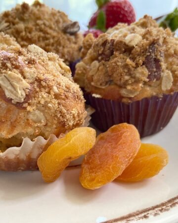oat muffins on page with apricots