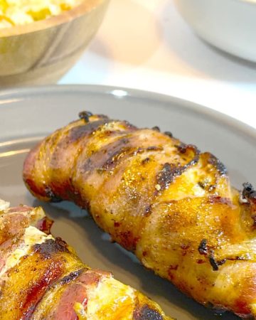 grilled chicken breasts wrapped in bacon