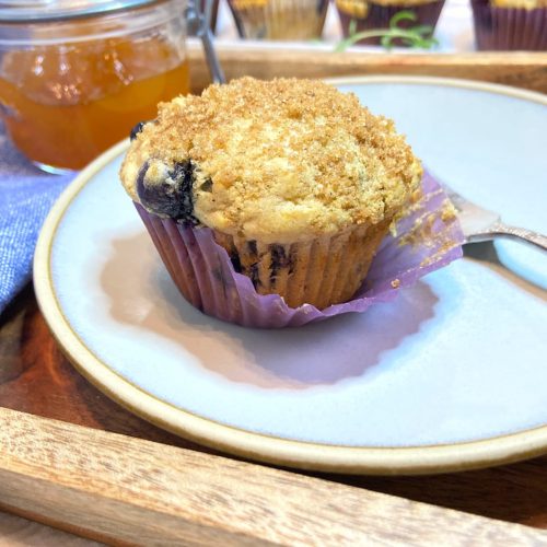 blueberry muffin on plate