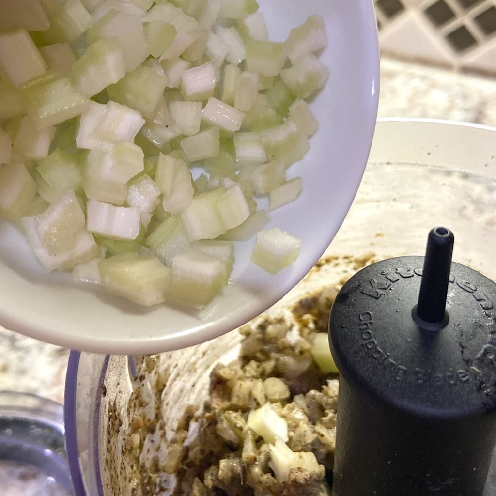 add solid ingredients to chopper bowl