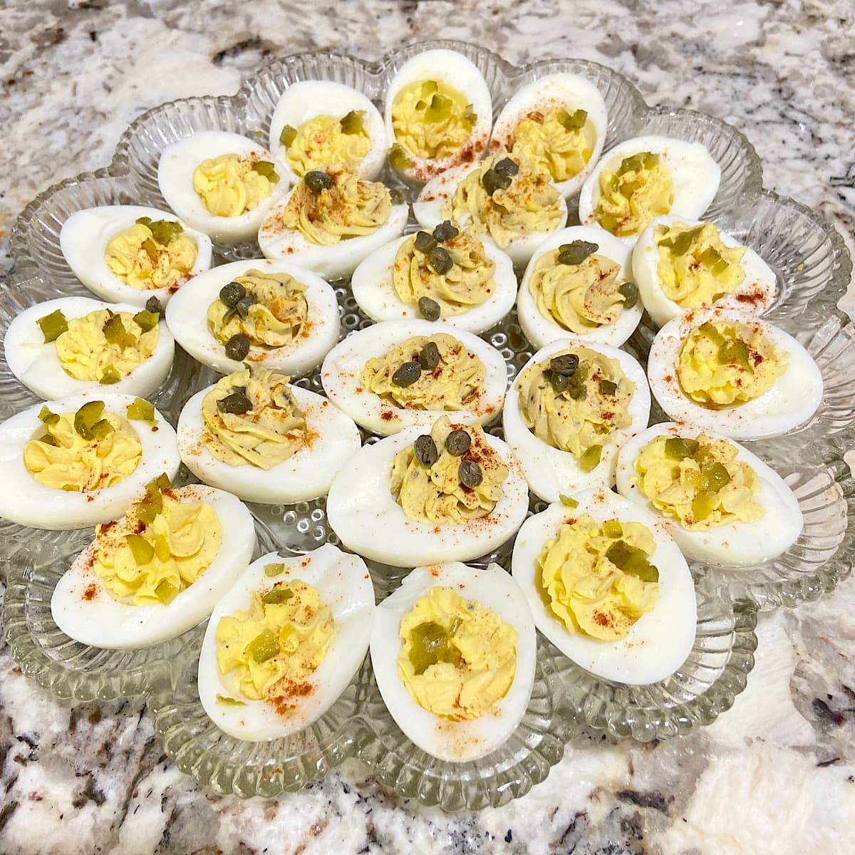 tray of deviled eggs.