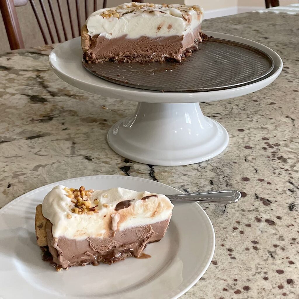 Slice of Ice Cream Cake on plate