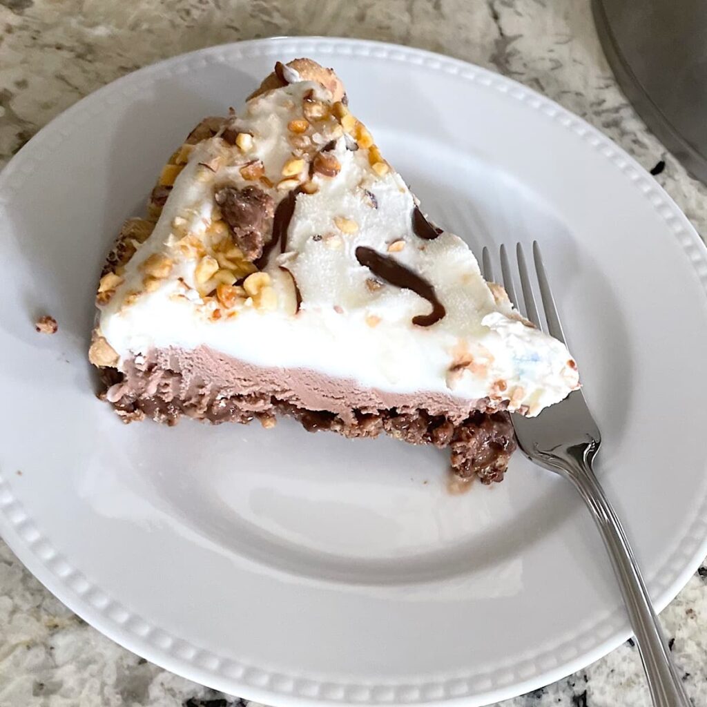 Slice of Ice Cream Cookie Cake on plate