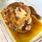 oven roasted chicken in baking pan