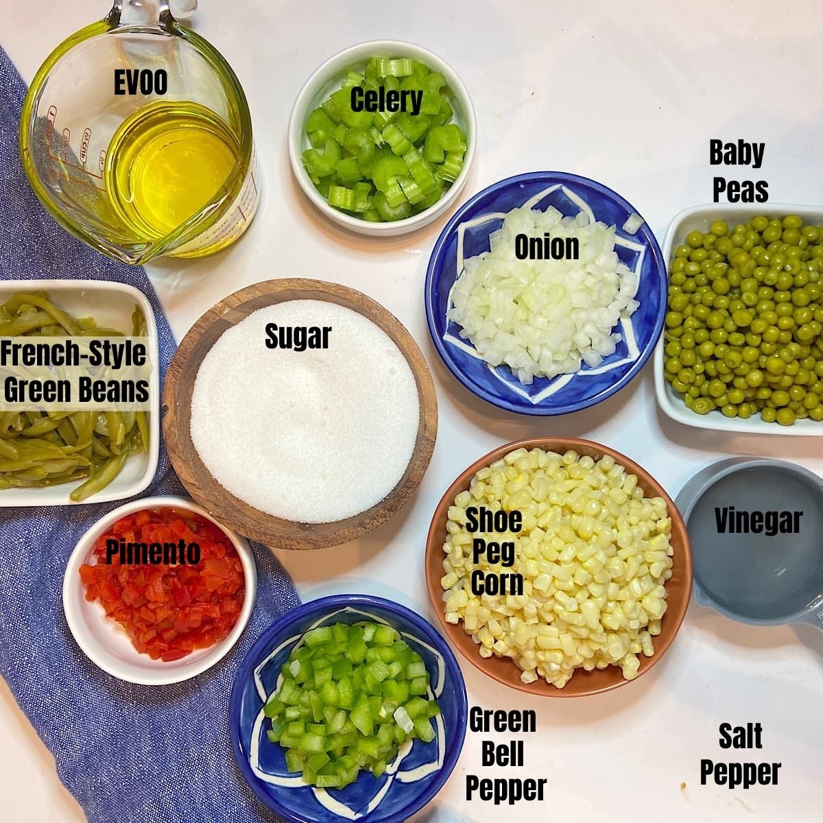 measaured ingredients for green bean salad