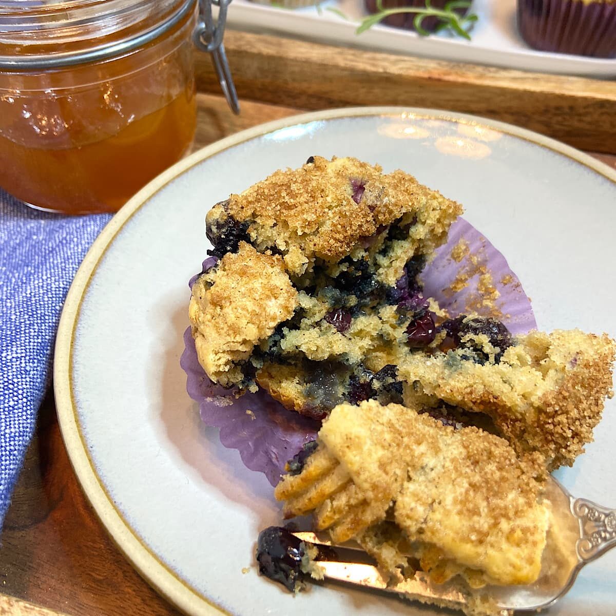 healthy blueberry muffin on plate