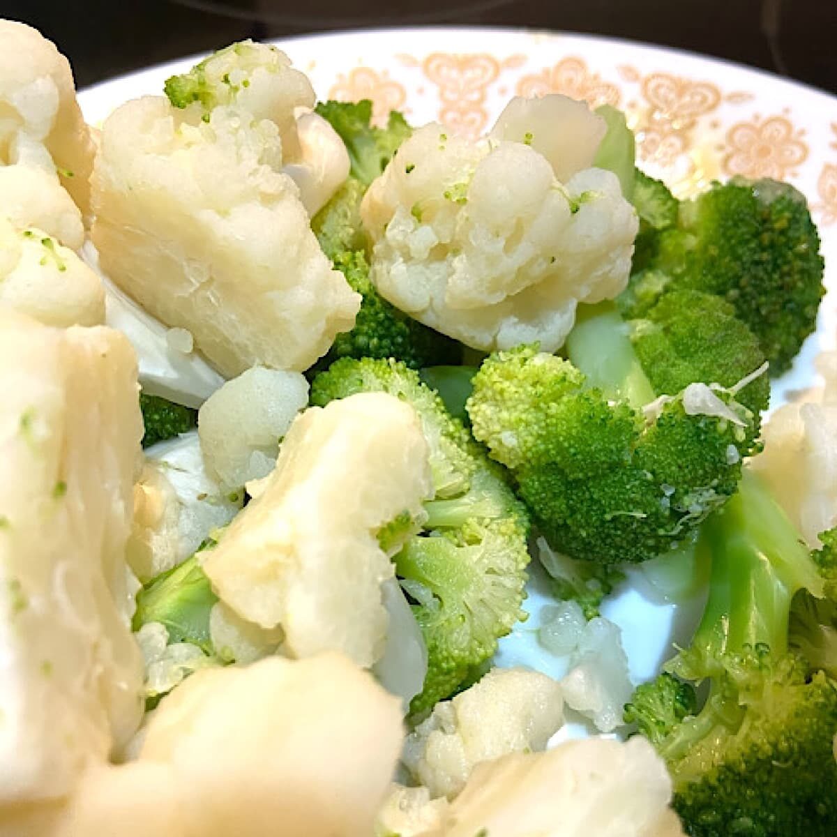 cooked broccoli and cauliflower.