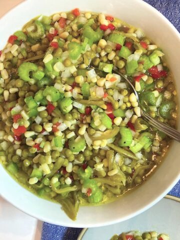 bowl of baby pea and green bean salad