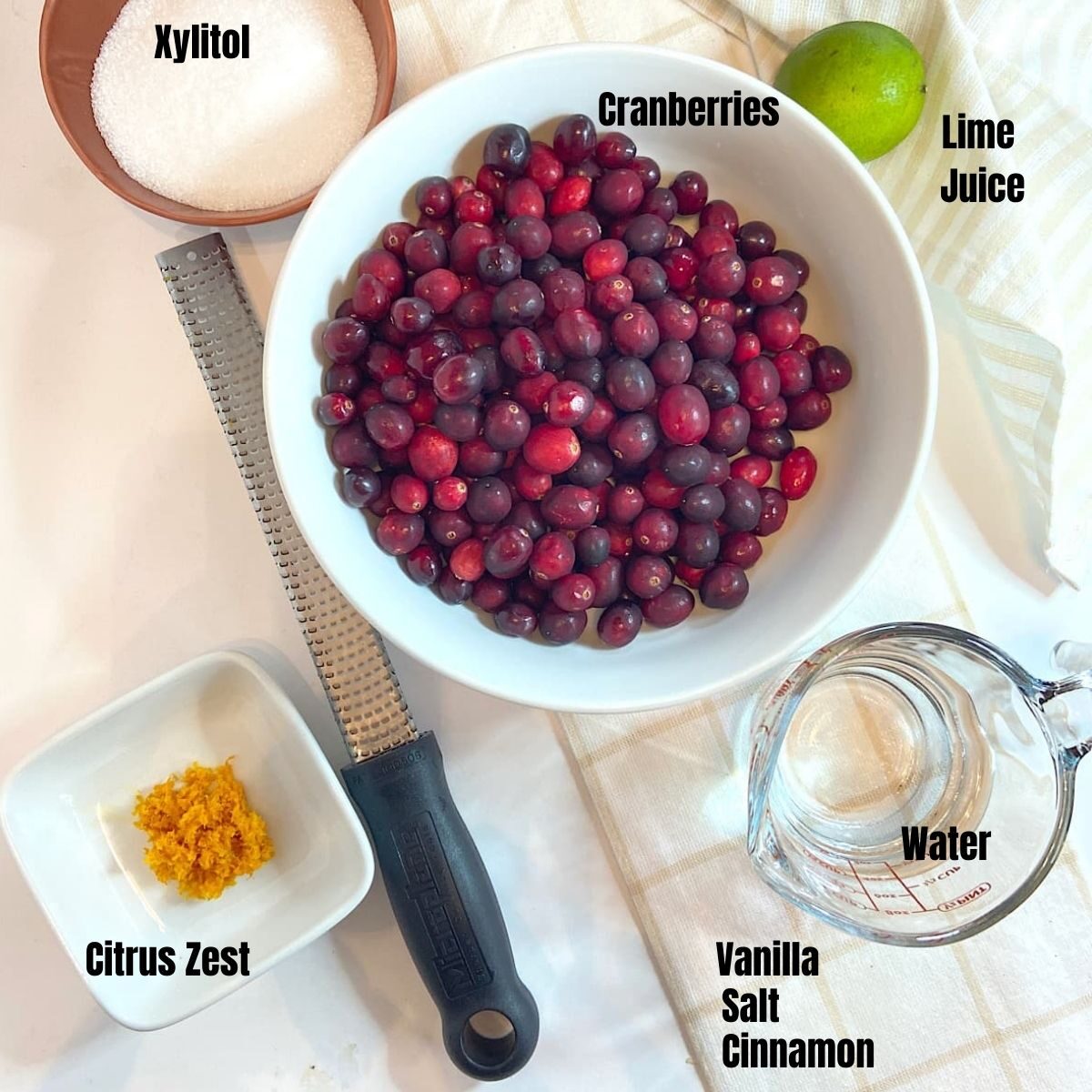 measured cranberry sauce ingredients. 