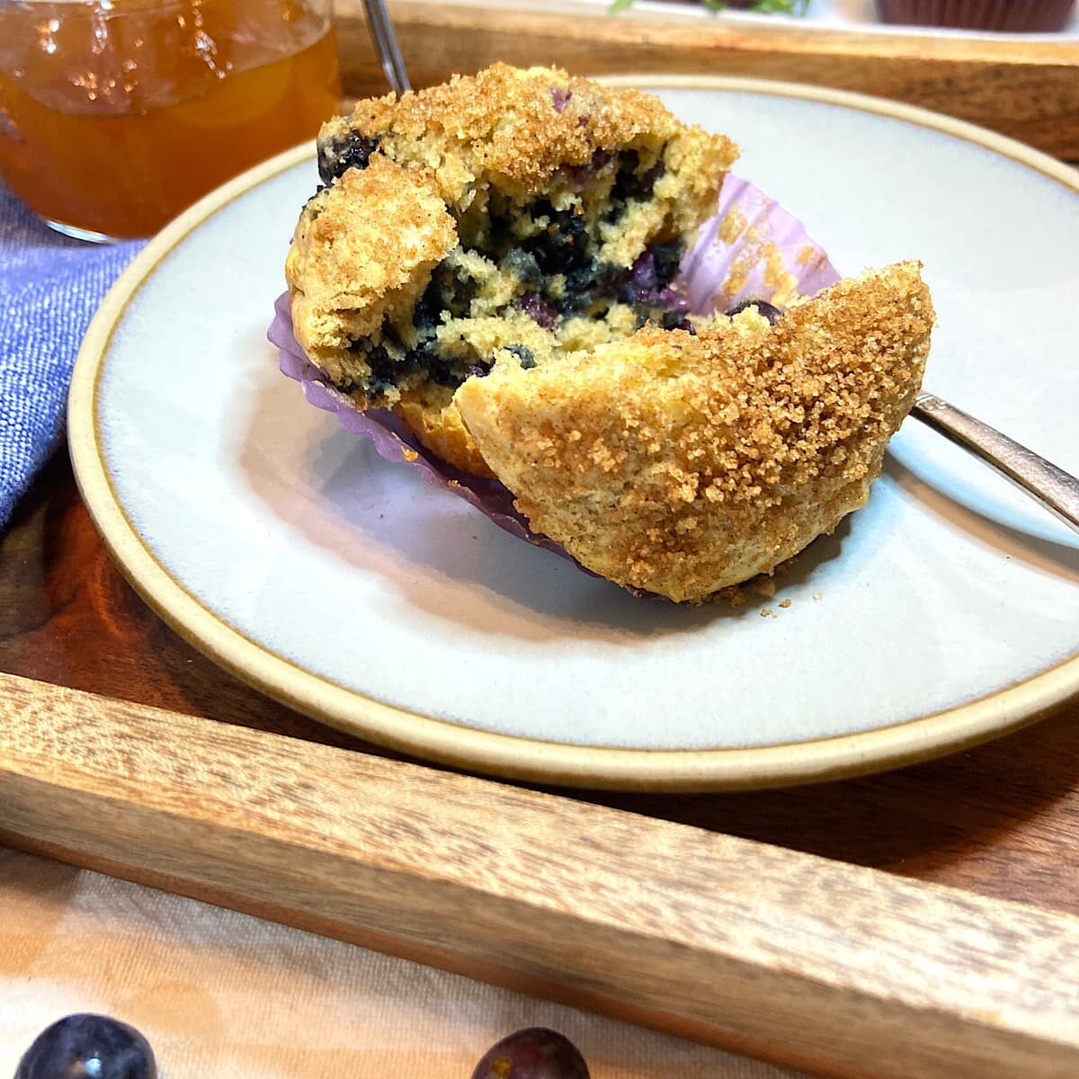 moist blueberry muffin.