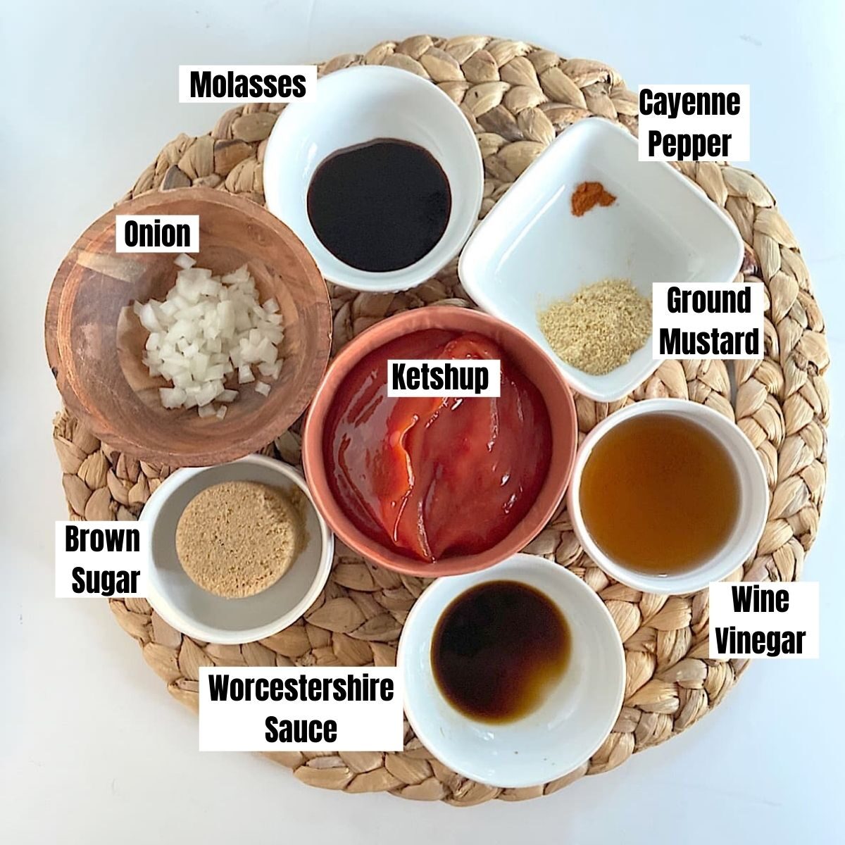 measured ingredients for homemade barbeque sauce