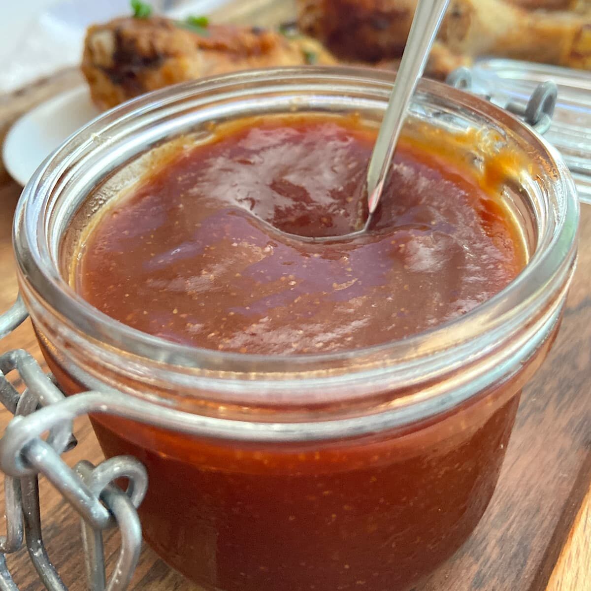 a jar of barbeque sauce