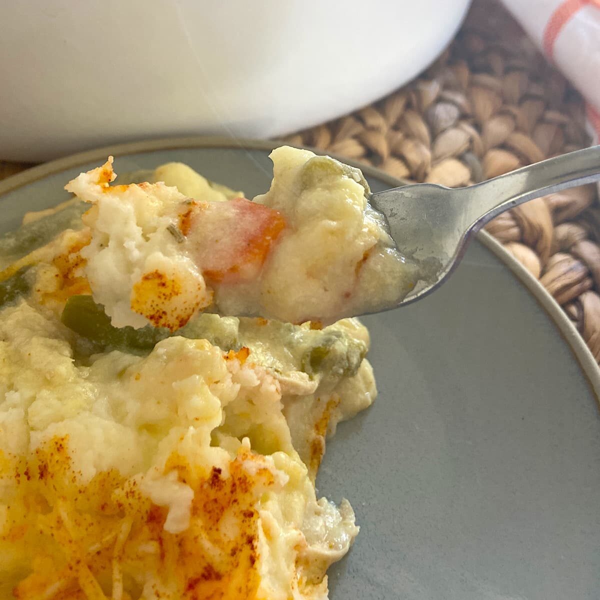 forkful of turkey shepherds pie