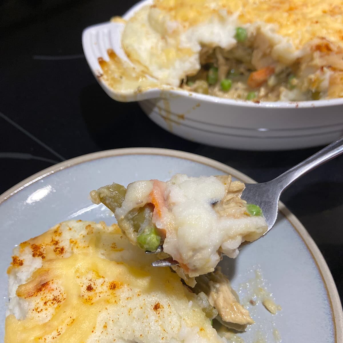 tureky shepherds pie on plate.