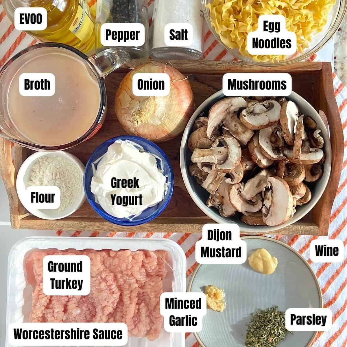 ingredients for ground turkey stroganoff