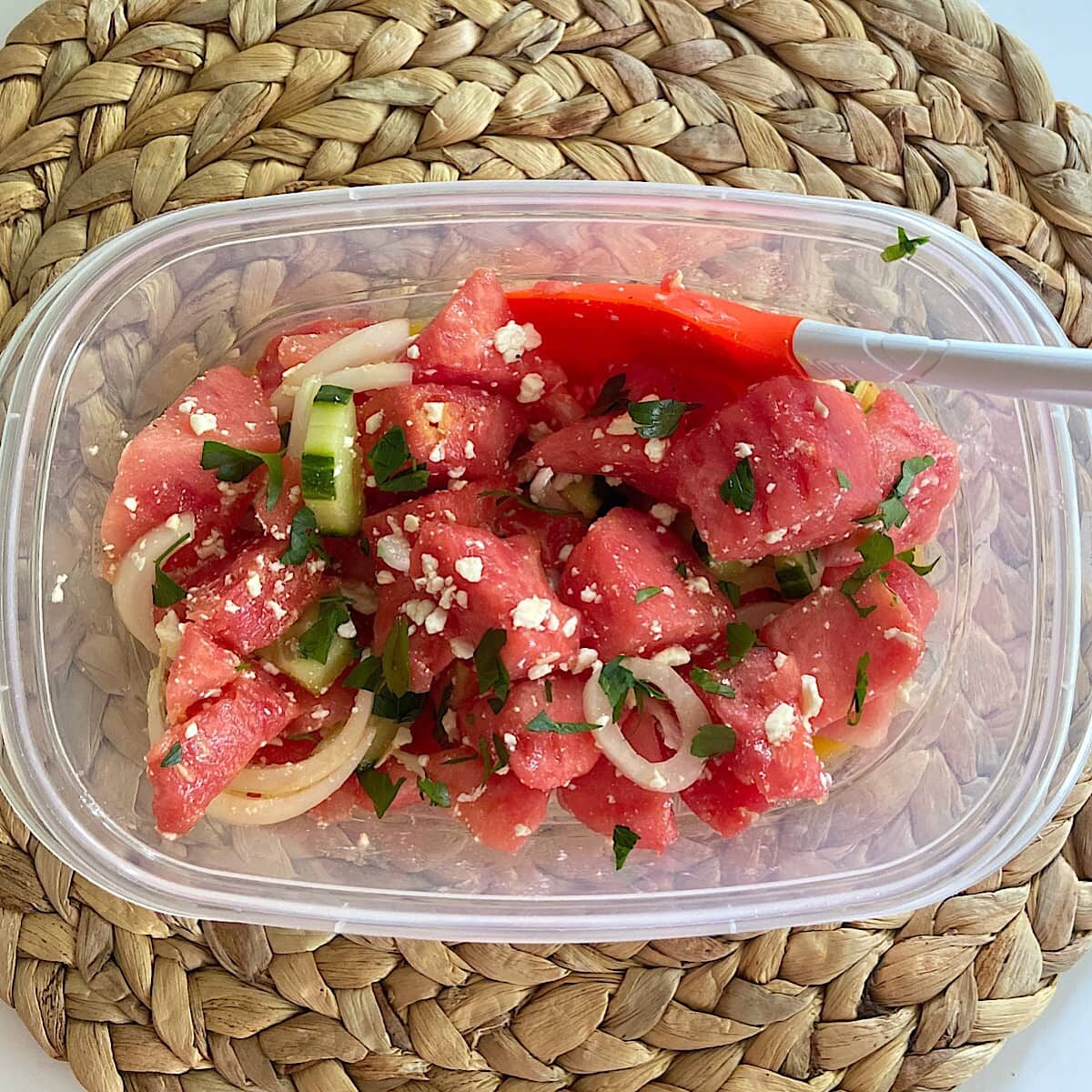 Freshly made watermelon salad