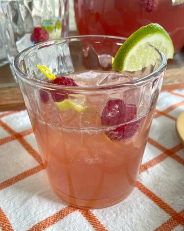 glass of cherry lemonade mocktail
