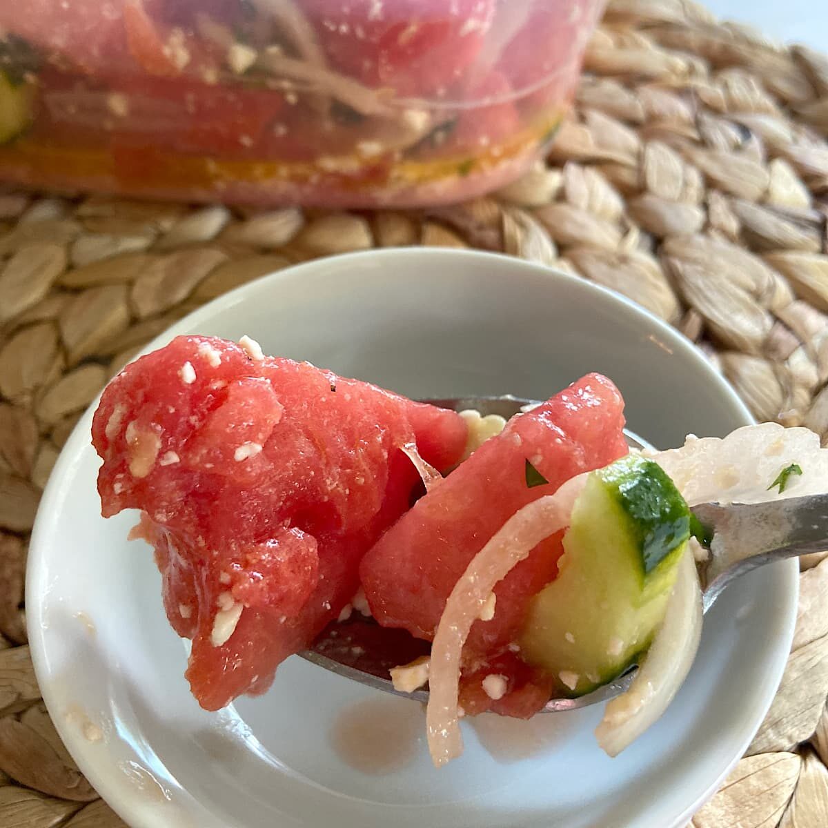 a serving of watermelon salad