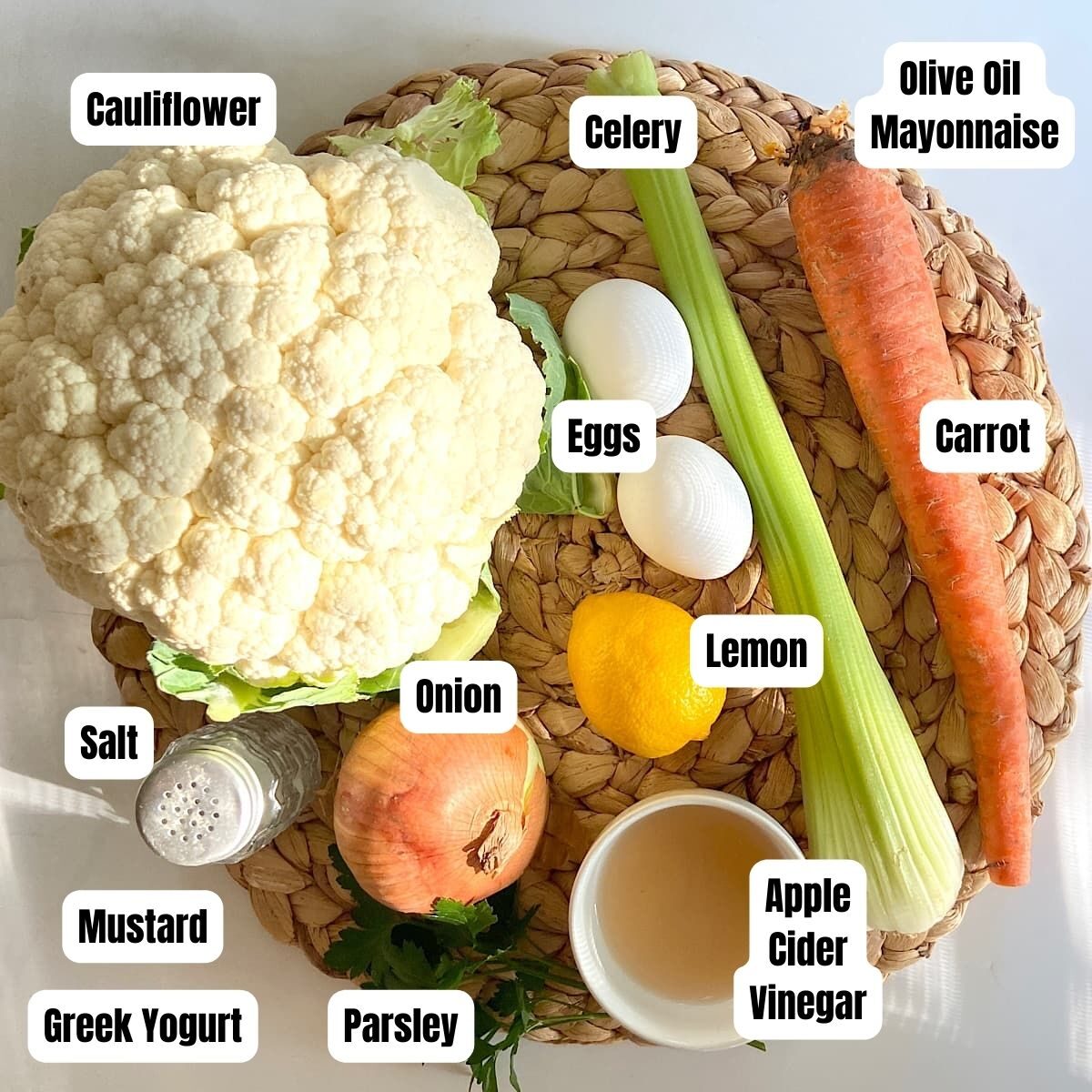 ingredients for cauliflower potato salad