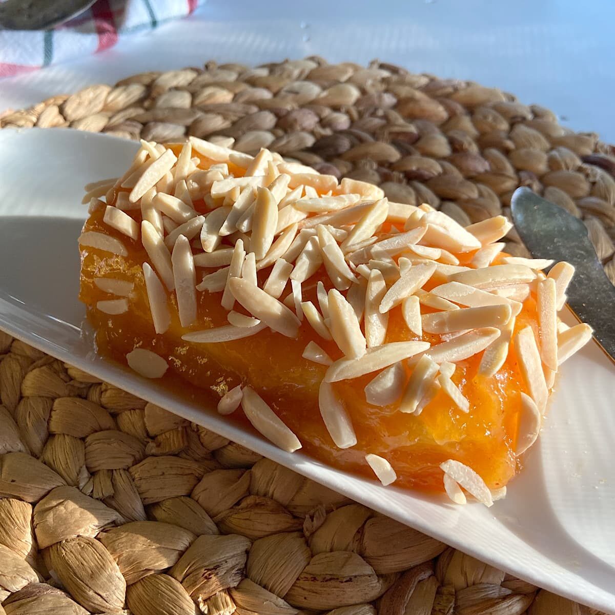picture of apricot almond log on tray.