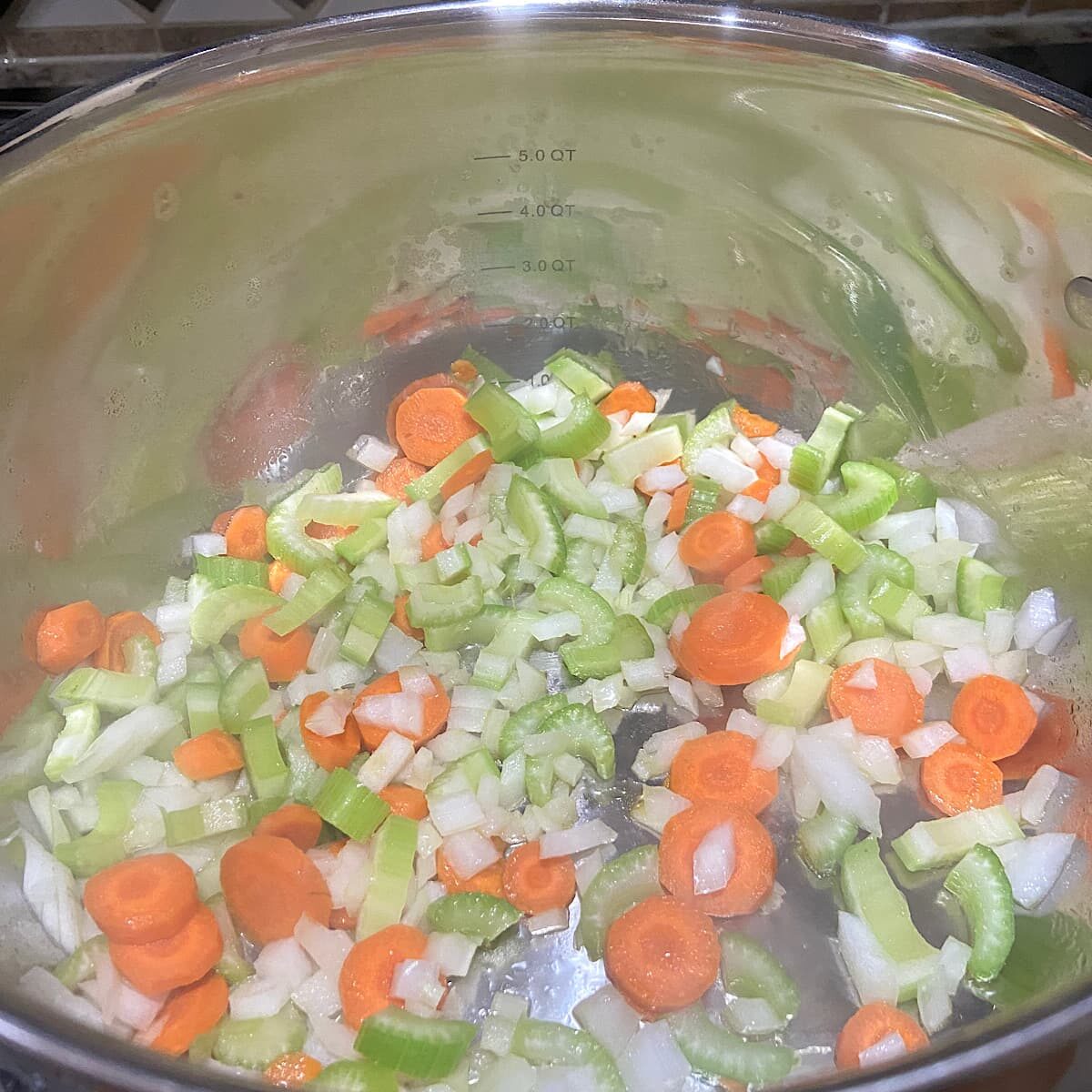 saute carrot, celery, and onion in EVOO. 