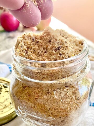 picture of homemade bread crumbs in a jar.