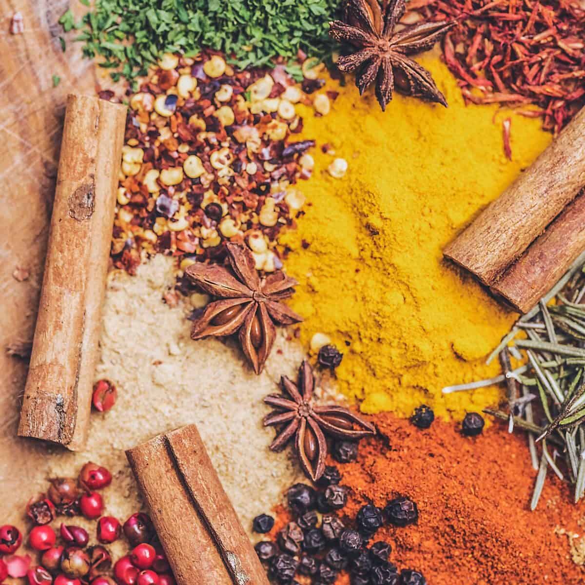 Picture of herbs and spices, both are powerful antioxidants.