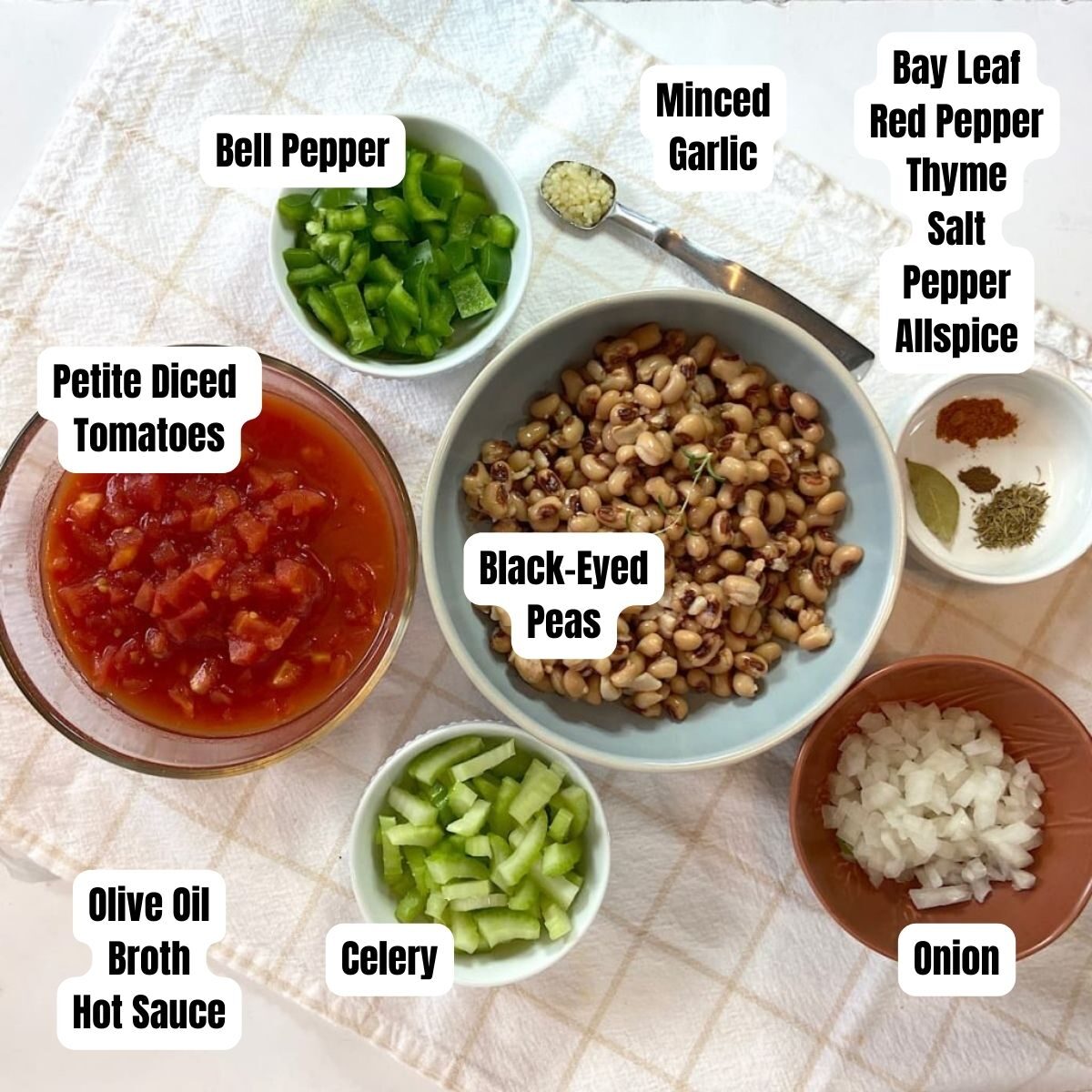 picture of measured ingredients for black eyed peas.